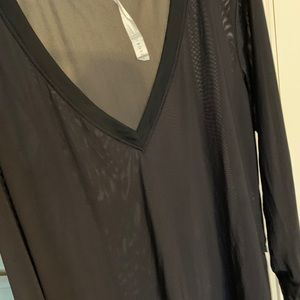Lululemon sheer black v neck top with side splits